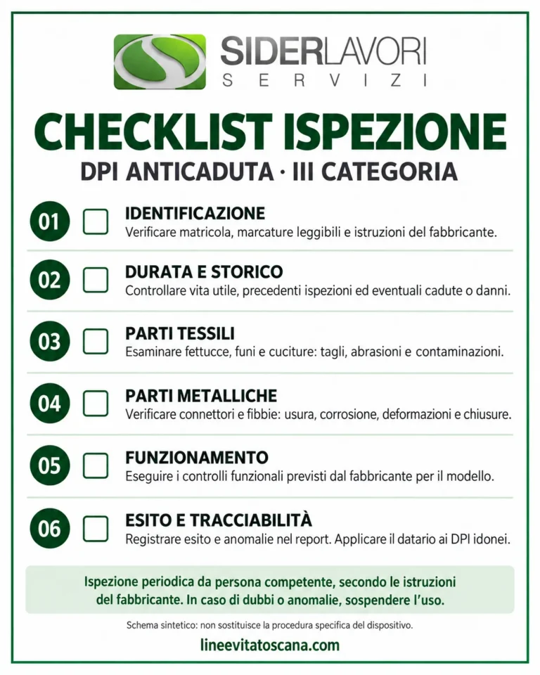 Checklist per l’ispezione dei DPI anticaduta di III categoria