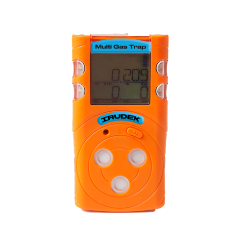Rilevatore IRUDEK MGT con display per ossigeno, CO, H₂S e gas combustibili